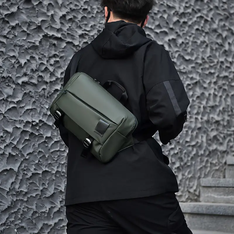 Men's Grey Shoulder Bag Large Capacity Postman's Style - Image 6