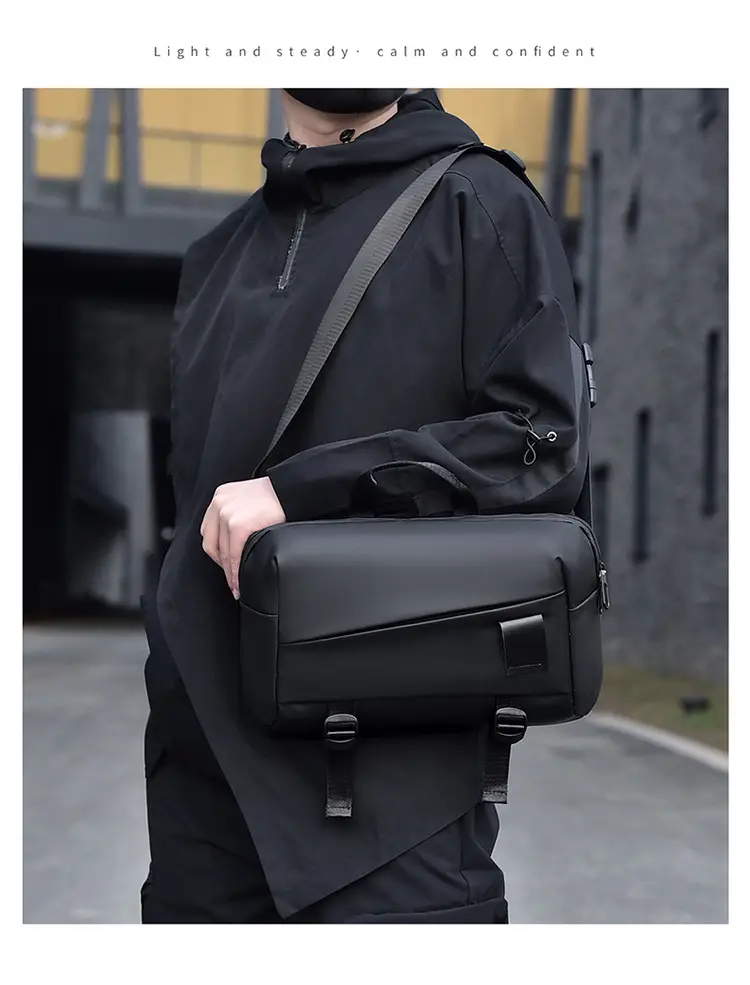 Men's Grey Shoulder Bag Large Capacity Postman's Style — feature 15