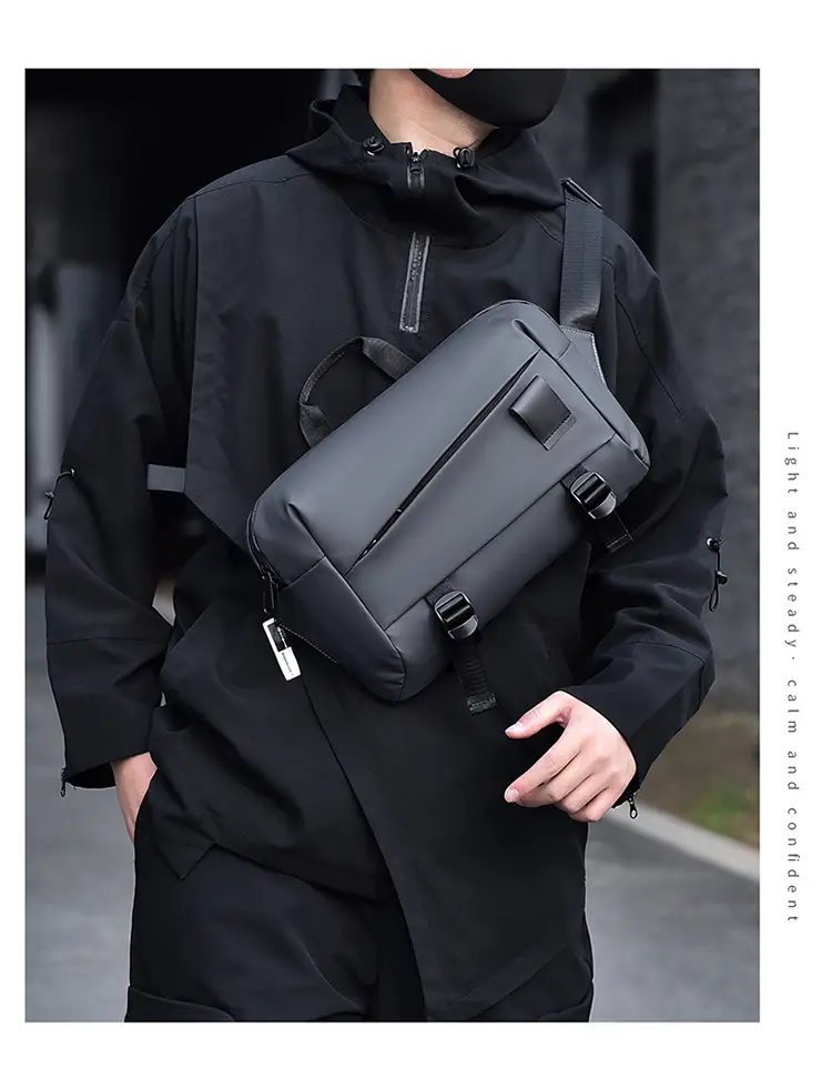 Men's Grey Shoulder Bag Large Capacity Postman's Style — feature 17
