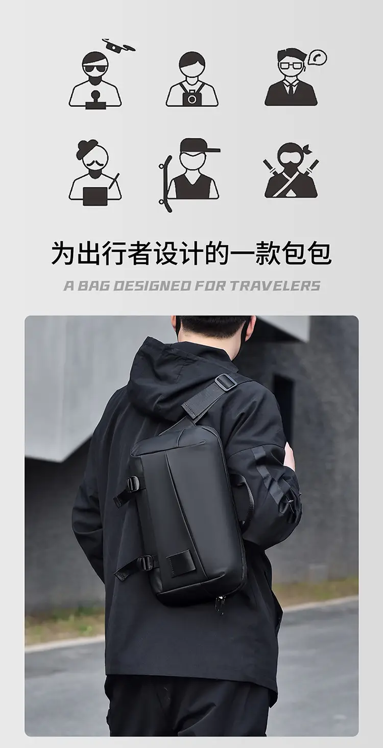 Men's Grey Shoulder Bag Large Capacity Postman's Style — feature 3