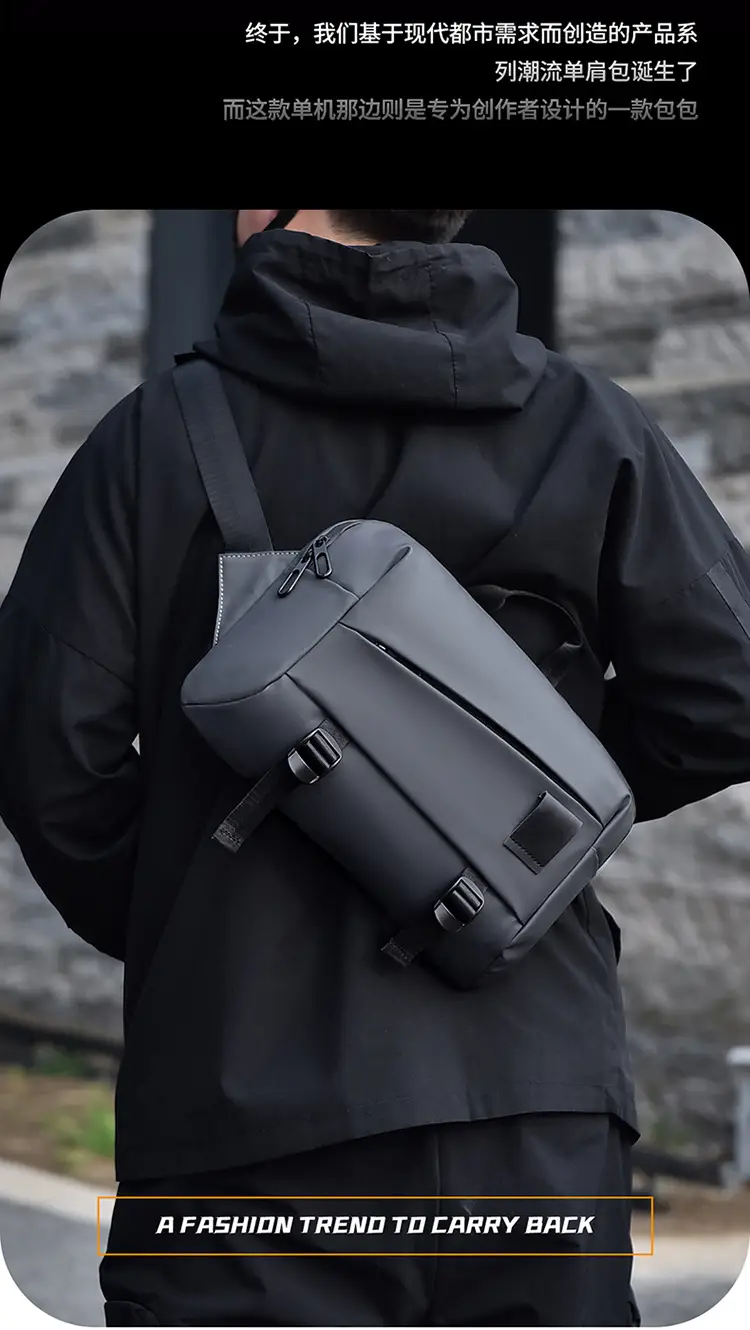 Men's Grey Shoulder Bag Large Capacity Postman's Style — feature 6