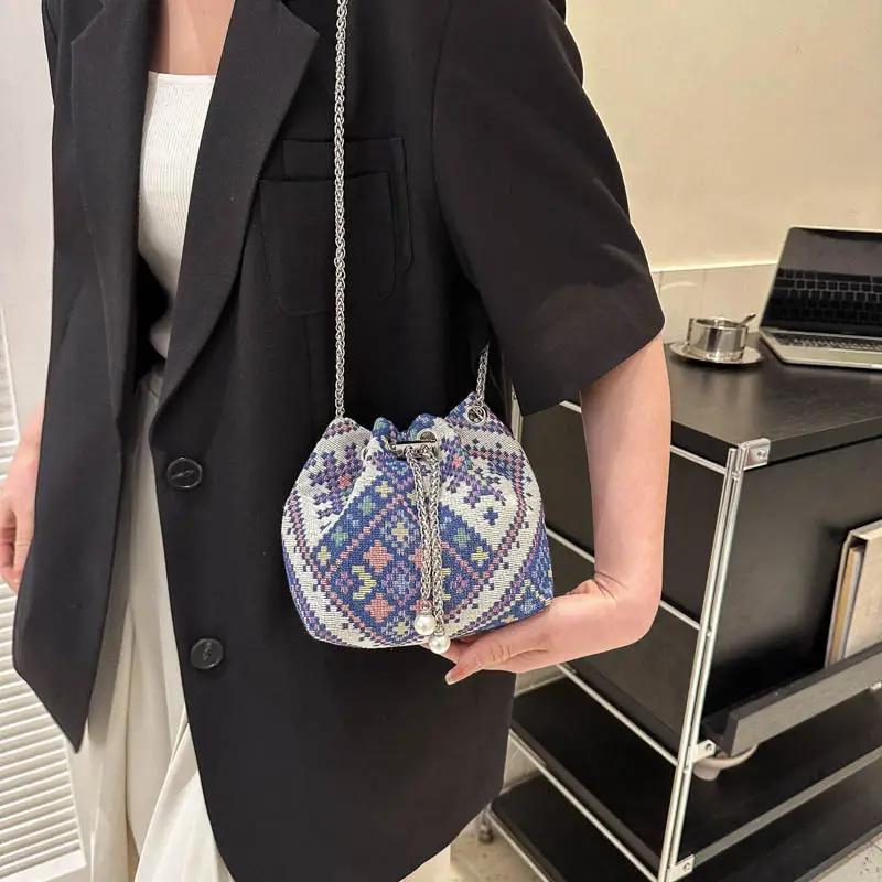Pearl Chain Ethnic Crossbody Bag for Women - Image 5