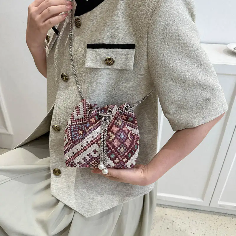 Pearl Chain Ethnic Crossbody Bag for Women - Image 7