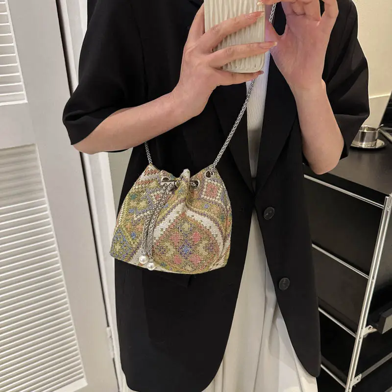 Pearl Chain Ethnic Crossbody Bag for Women - Image 8