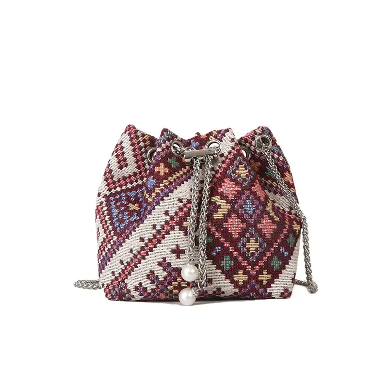 Pearl Chain Ethnic Crossbody Bag for Women - Image 9