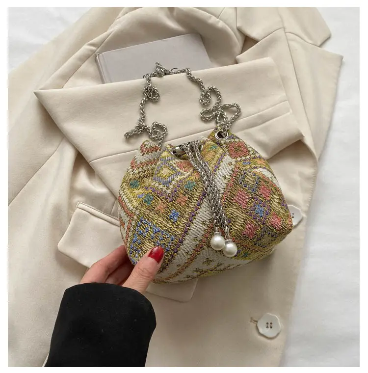 Pearl Chain Ethnic Crossbody Bag for Women - Image 2