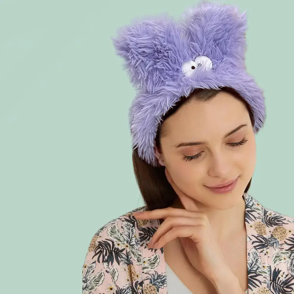 Cute Plush Rabbit Ears Wash Hair Band Velvet Mask - Image 9