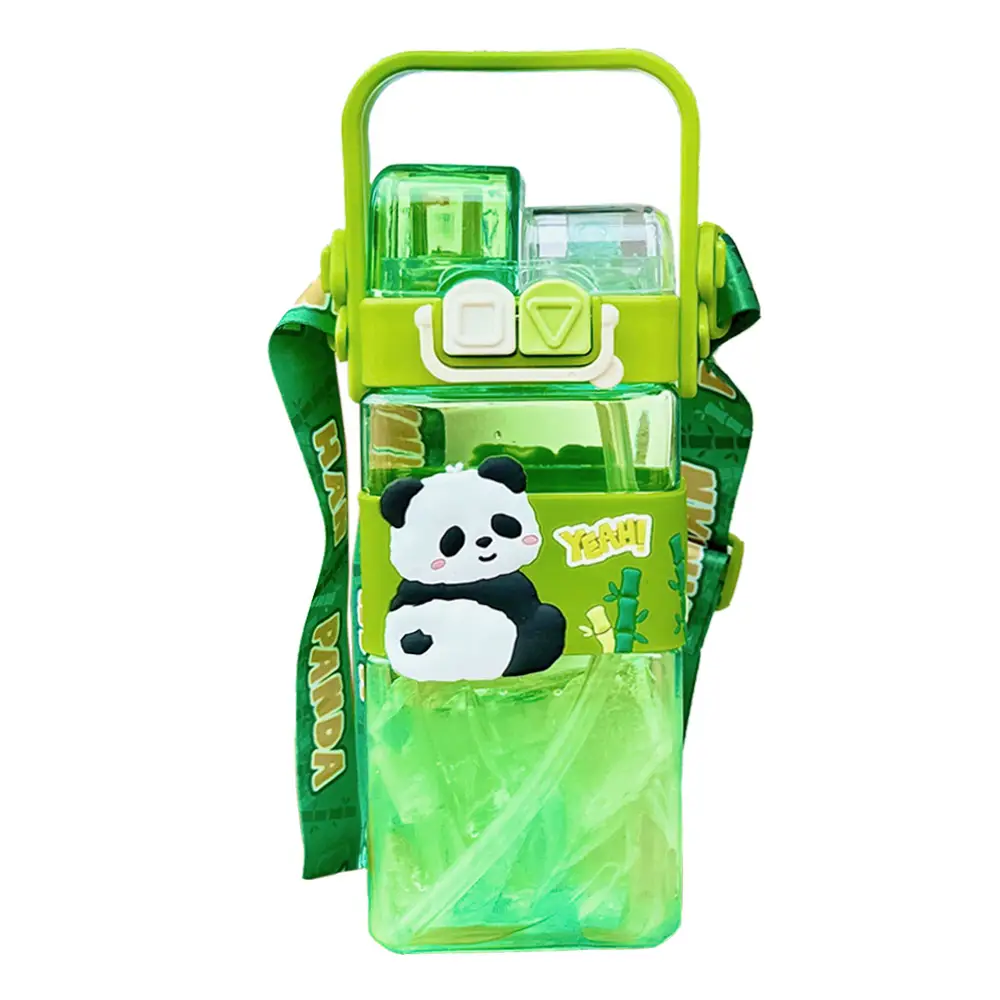 Cartoon Cute Plastic Cup Student Sports Water Bottle Large Capacity Straw Cup Girls Portable Double Drinking Wholesale Water Cup