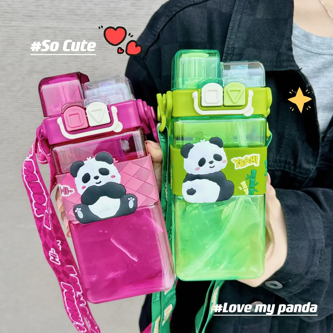 Cartoon Cute Plastic Cup Student Sports Water Bottle Large Capacity Straw Cup Girls Portable Double Drinking Wholesale Water Cup — feature 2