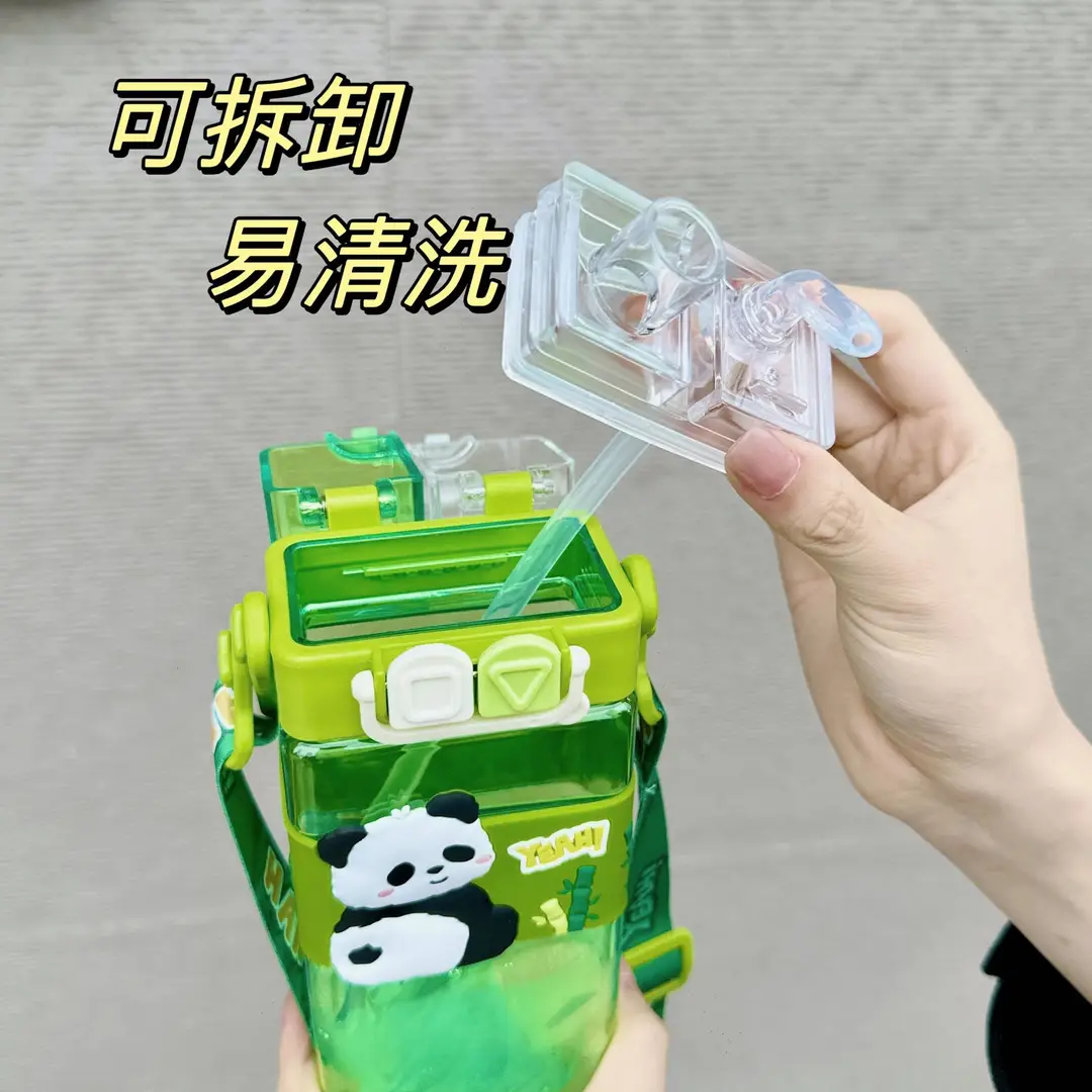 Cartoon Cute Plastic Cup Student Sports Water Bottle Large Capacity Straw Cup Girls Portable Double Drinking Wholesale Water Cup — feature 5