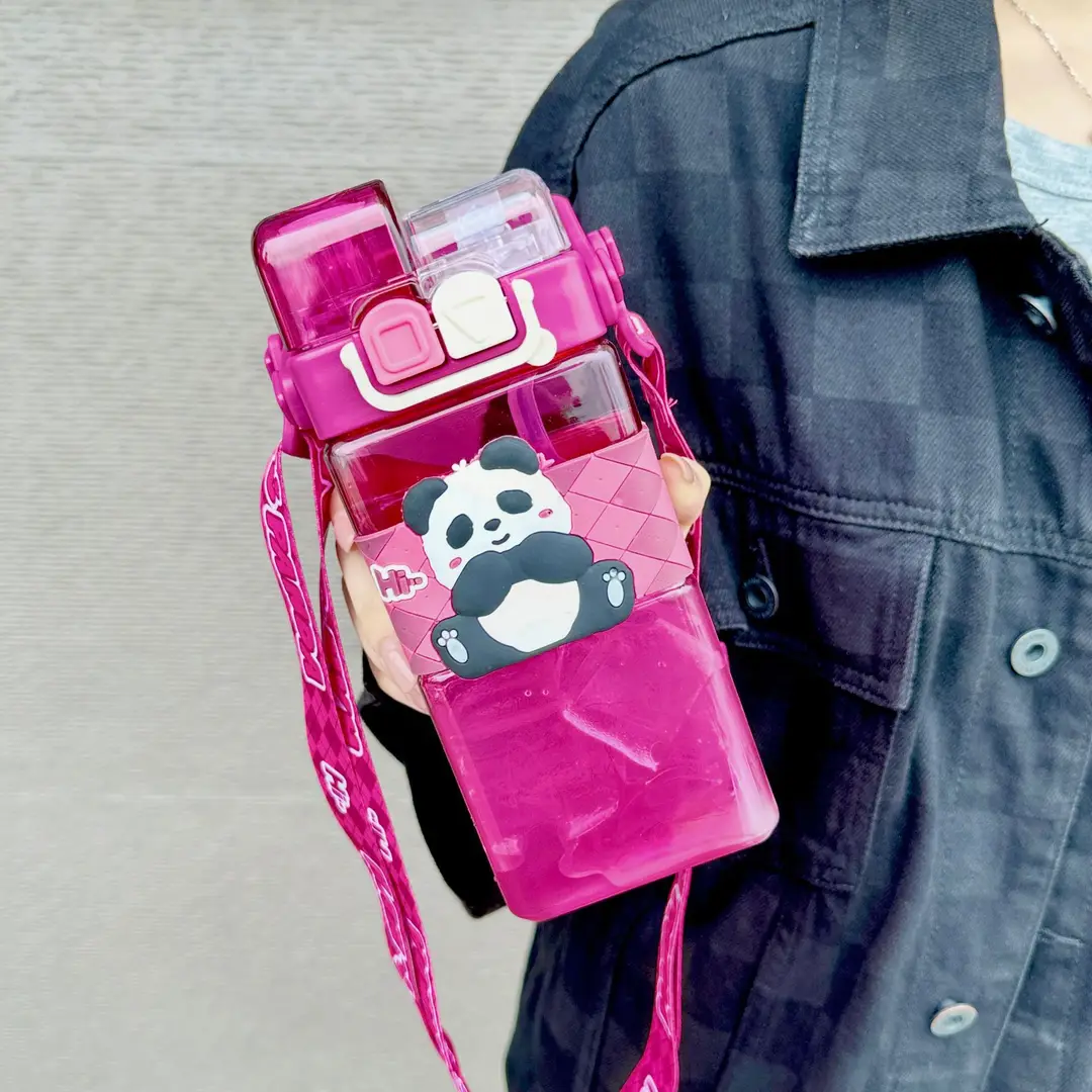 Cartoon Cute Plastic Cup Student Sports Water Bottle Large Capacity Straw Cup Girls Portable Double Drinking Wholesale Water Cup — feature 8