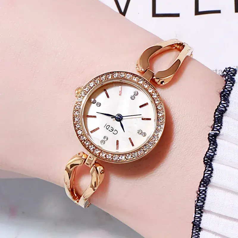 Gold Diamond Studded Women's Quartz Watch