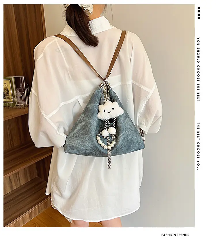 Women's Blue Chain Shoulder Tote Bag Large Capacity — feature 1