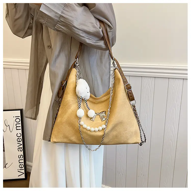 Women's Blue Chain Shoulder Tote Bag Large Capacity — feature 12