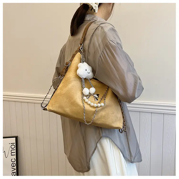 Women's Blue Chain Shoulder Tote Bag Large Capacity — feature 13