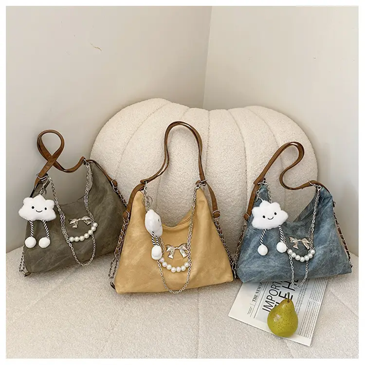 Women's Blue Chain Shoulder Tote Bag Large Capacity — feature 15