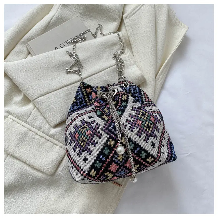 Women's Pearl Chain Crossbody Bag 2025 New Ethnic Style - Image 3