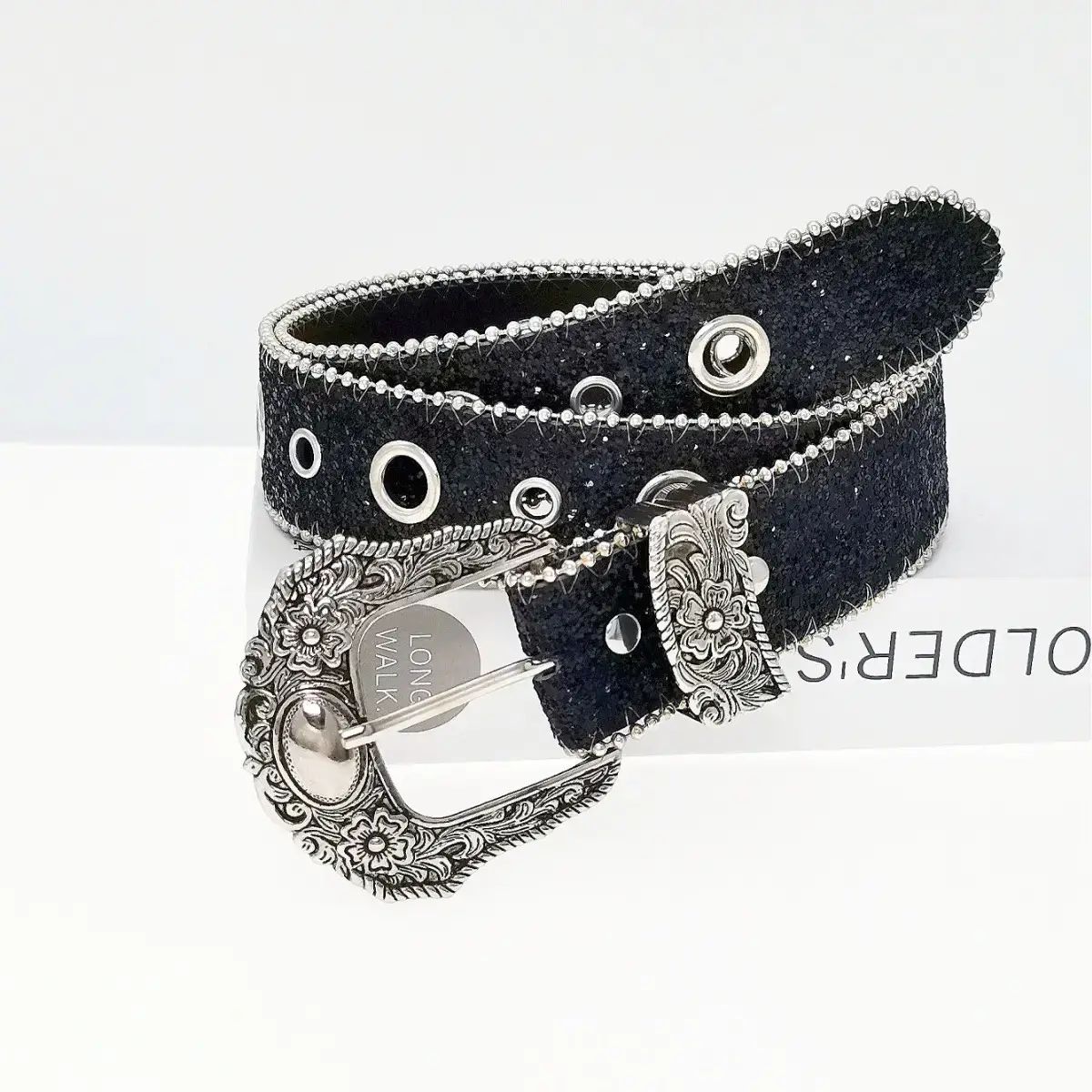 Silver Sparkly Women's Belt with Pin Buckle - Image 2