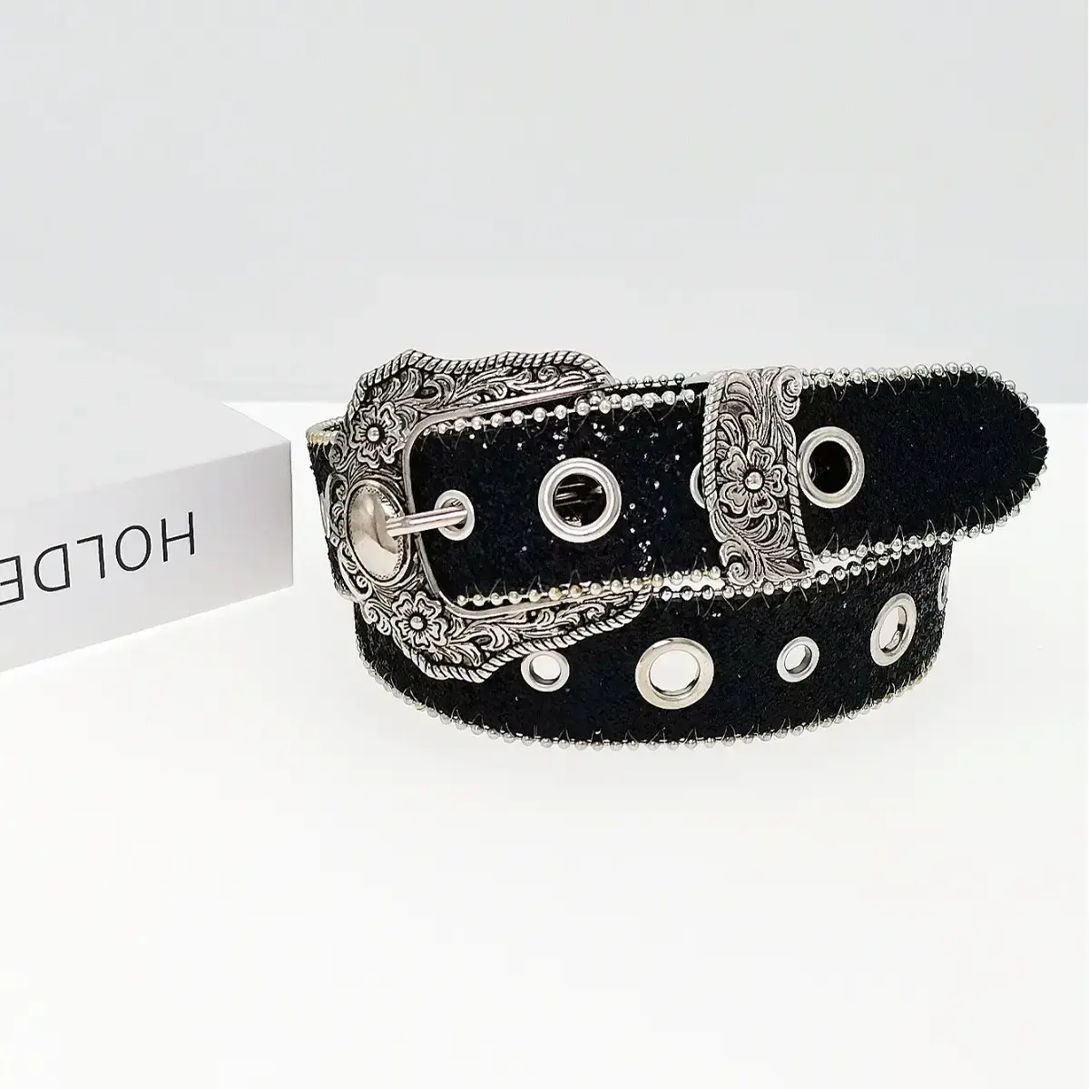 Silver Sparkly Women's Belt with Pin Buckle - Image 5