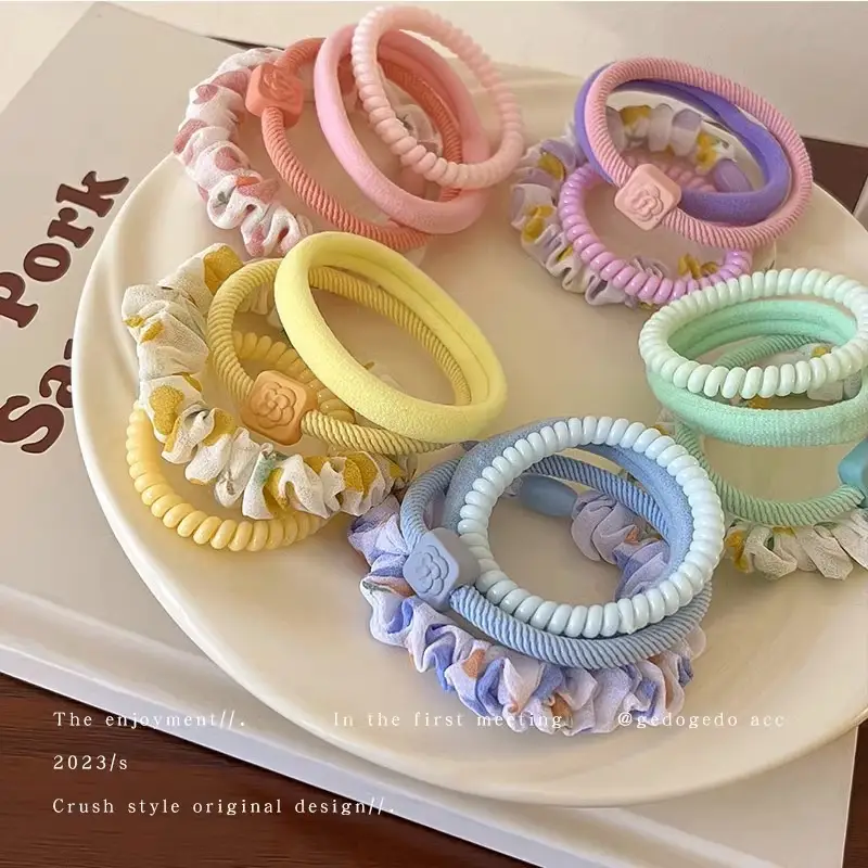 Candy Color Girl's Hair Ring Ball 4-Piece Set