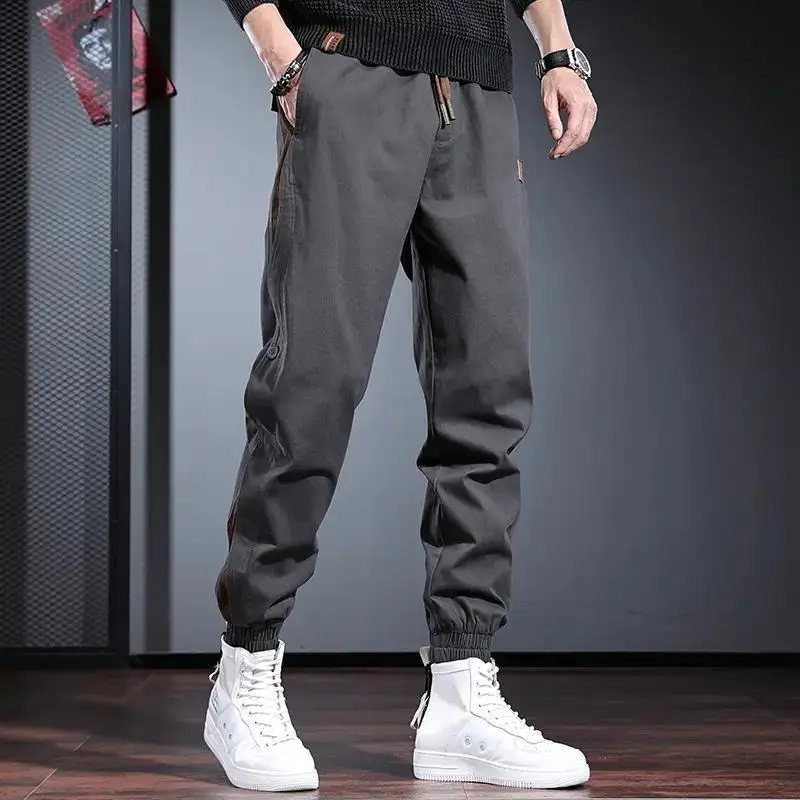 Men's Gray Toe Contrast Casual Pants Plus Size