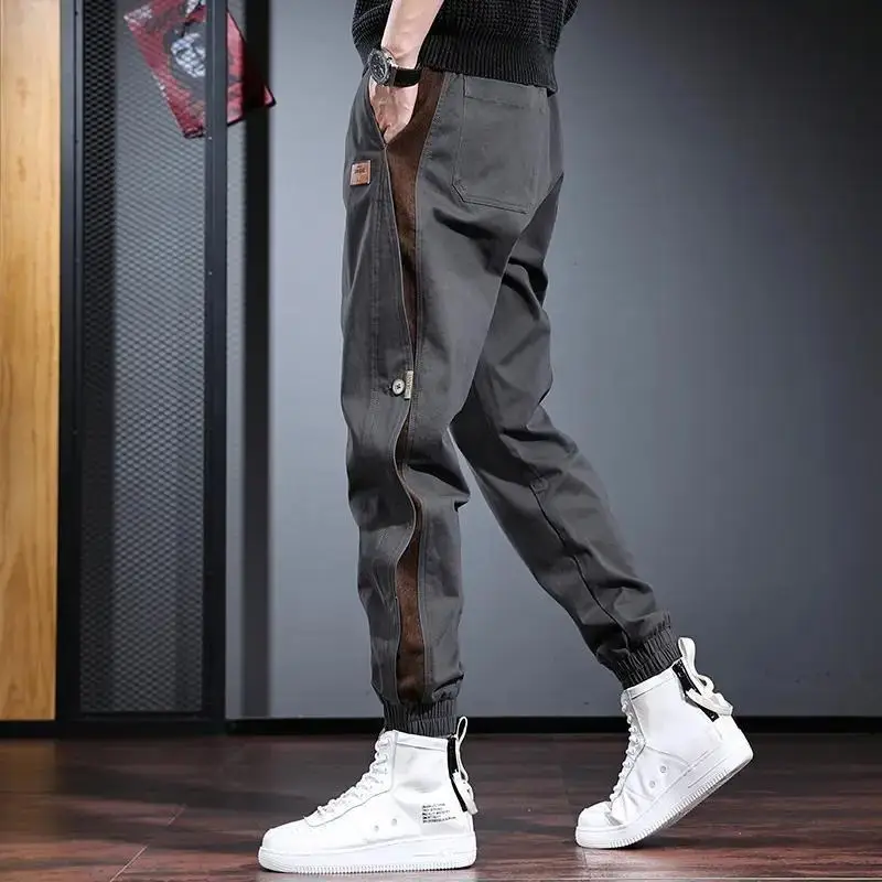 Men's Gray Toe Contrast Casual Pants Plus Size