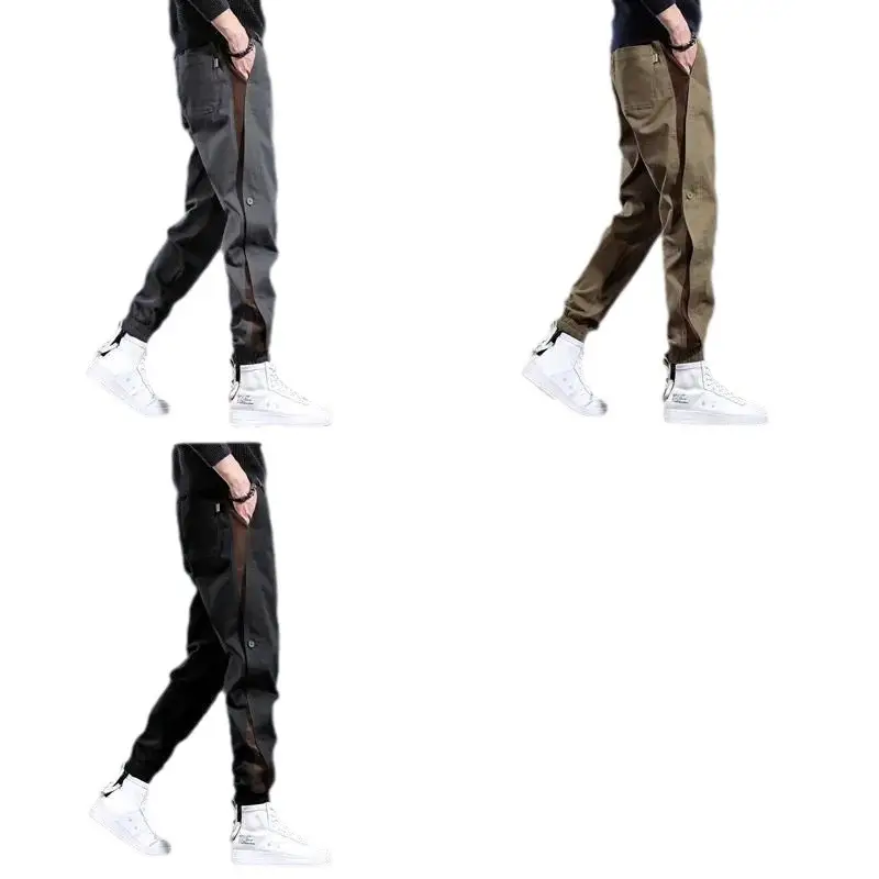 Men's Gray Toe Contrast Casual Pants Plus Size