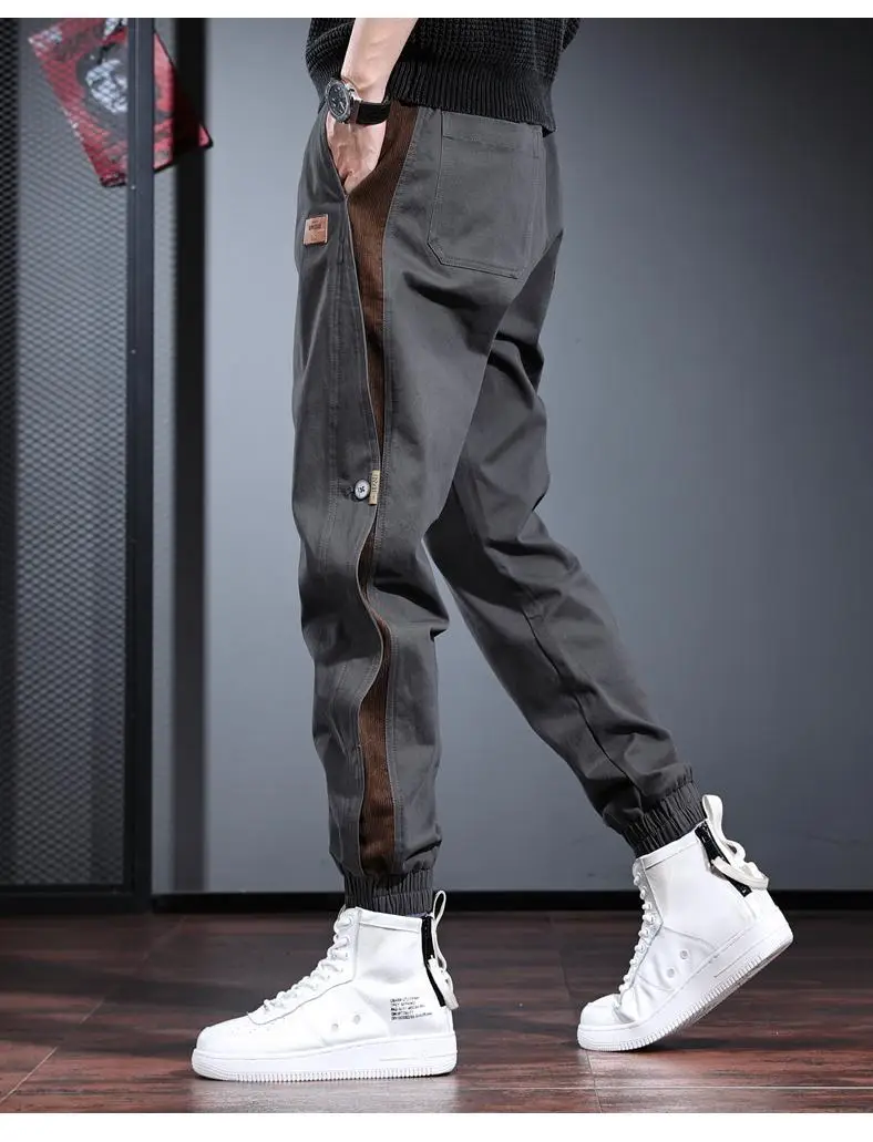 Men's Gray Toe Contrast Casual Pants Plus Size — feature 12