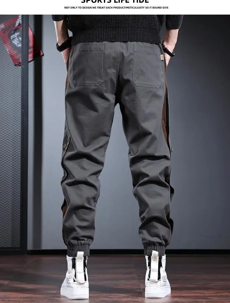 Men's Gray Toe Contrast Casual Pants Plus Size — feature 14