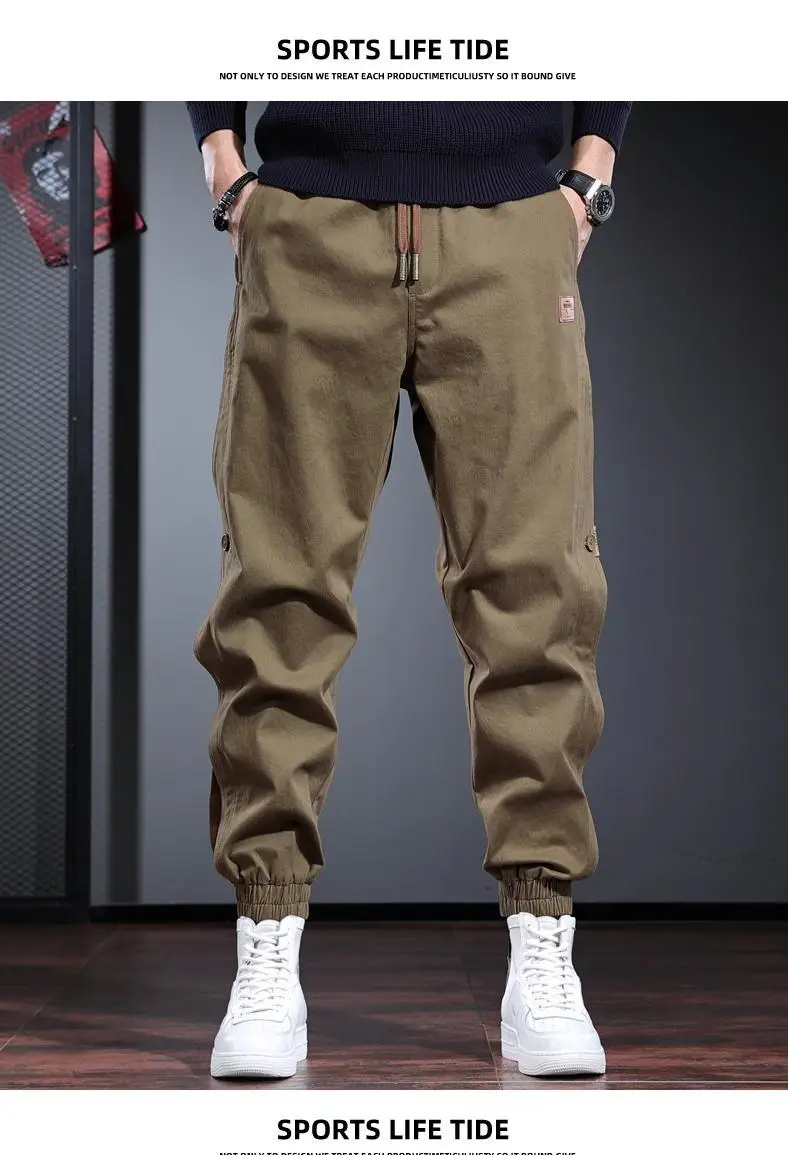 Men's Gray Toe Contrast Casual Pants Plus Size — feature 15