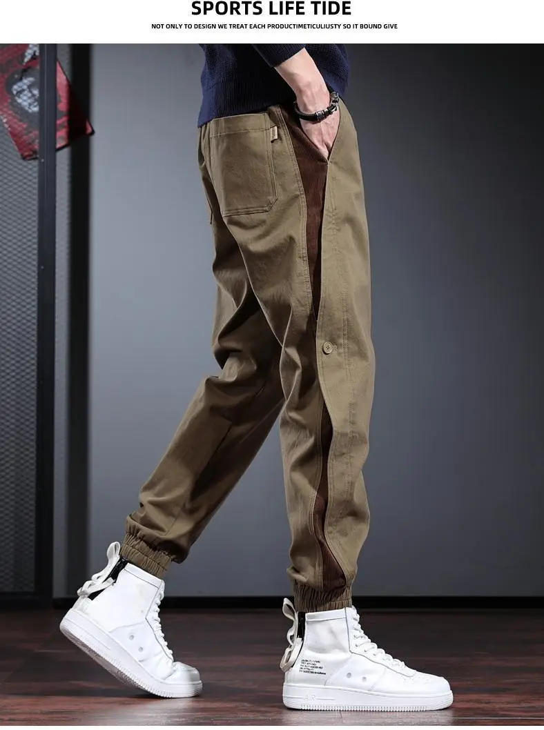 Men's Gray Toe Contrast Casual Pants Plus Size — feature 17