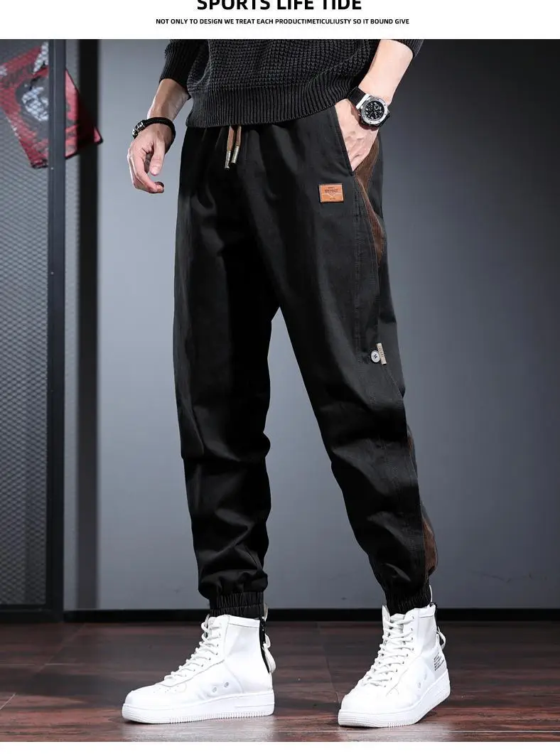Men's Gray Toe Contrast Casual Pants Plus Size — feature 19