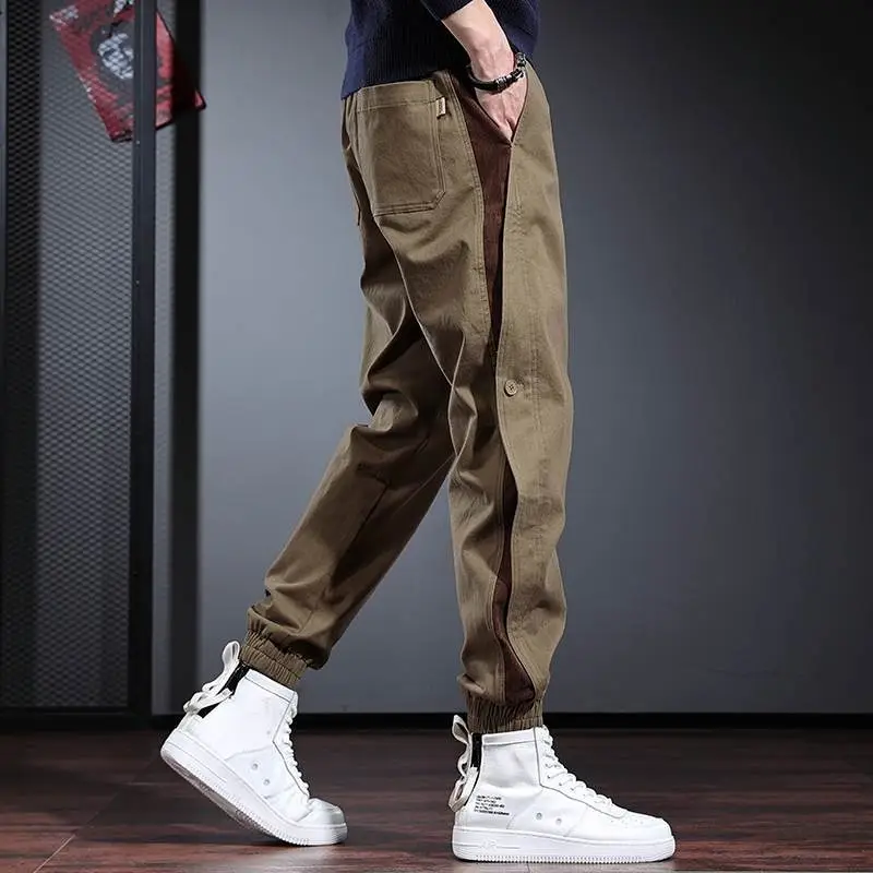 Men's Gray Toe Contrast Casual Pants Plus Size