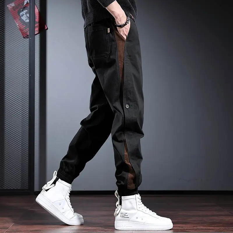 Men's Gray Toe Contrast Casual Pants Plus Size