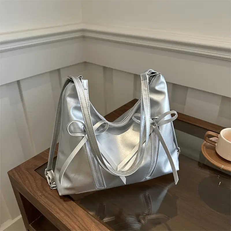 Black Korean Bow Shoulder Bag for Women - Image 5