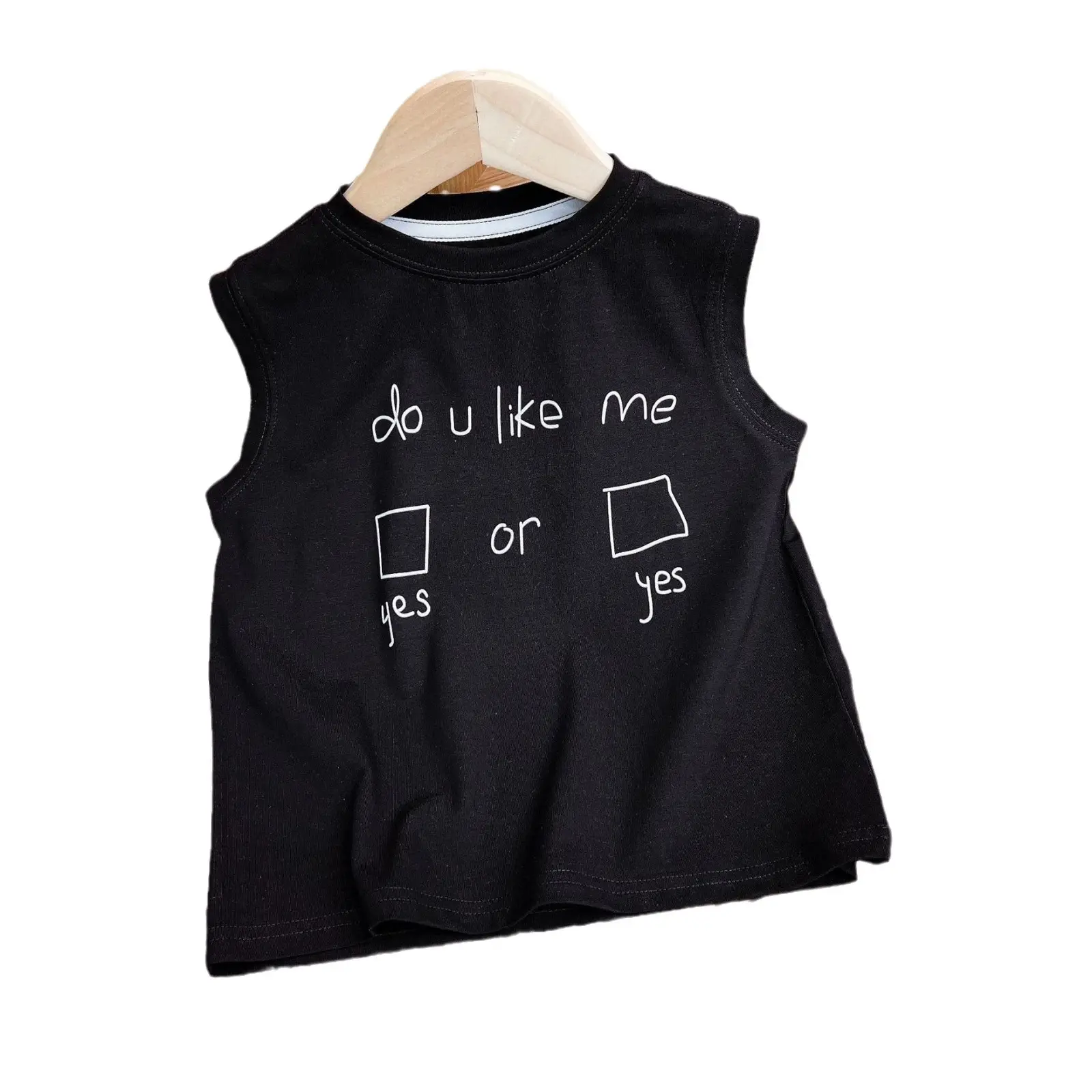 Children's Black Sleeveless T-Shirt with "Do U Ask" Design - Image 7