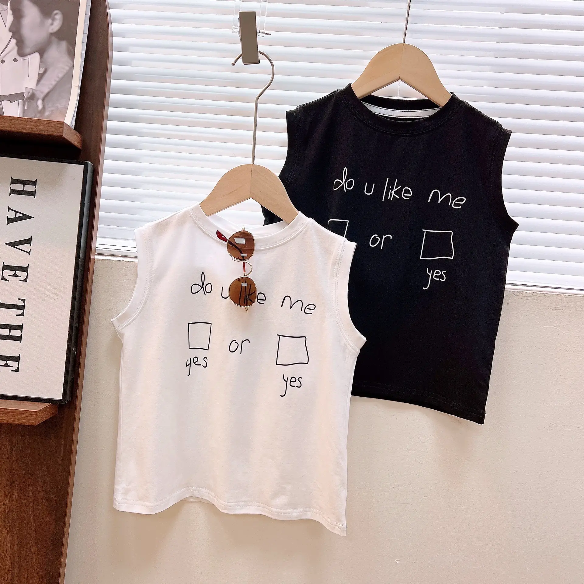 Children's Black Sleeveless T-Shirt with "Do U Ask" Design — feature 2