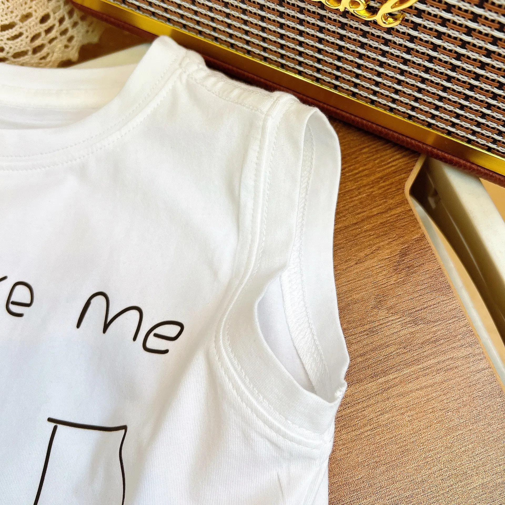 Children's Black Sleeveless T-Shirt with "Do U Ask" Design — feature 7