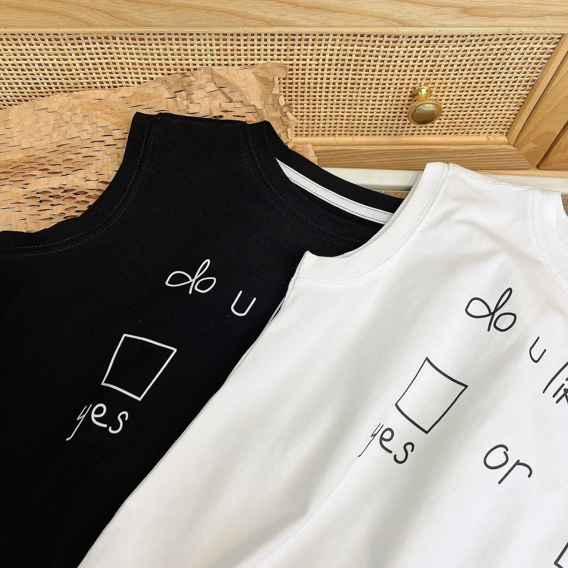 Children's Black Sleeveless T-Shirt with "Do U Ask" Design — feature 8