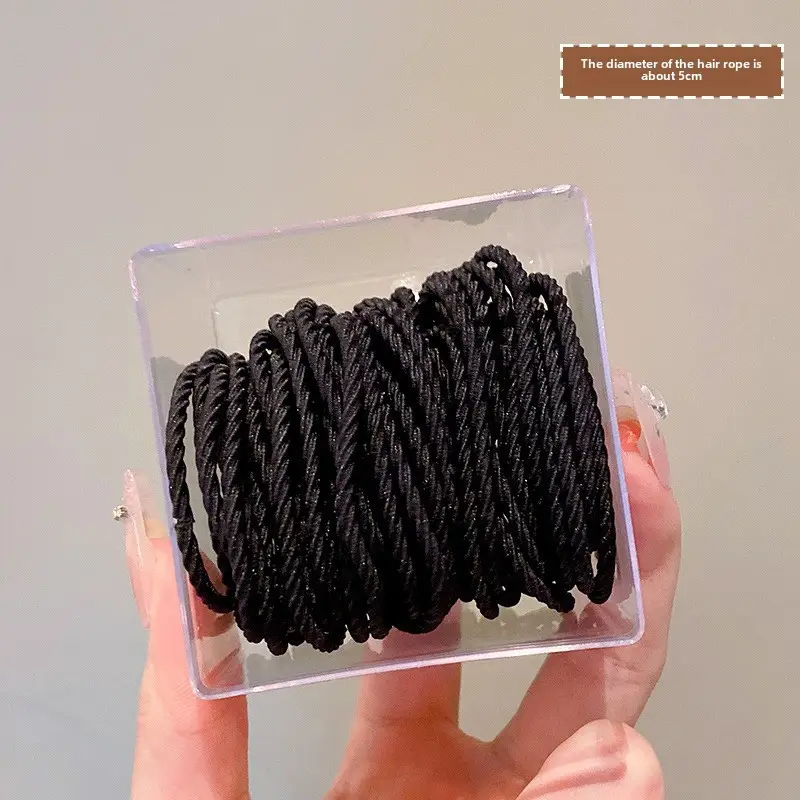 Super Elasticity Hair Rope for Girls, Black, 10 Pcs
