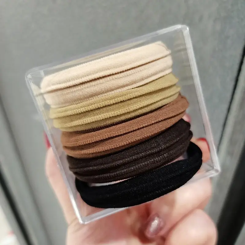 Super Elasticity Hair Rope for Girls, Black, 10 Pcs