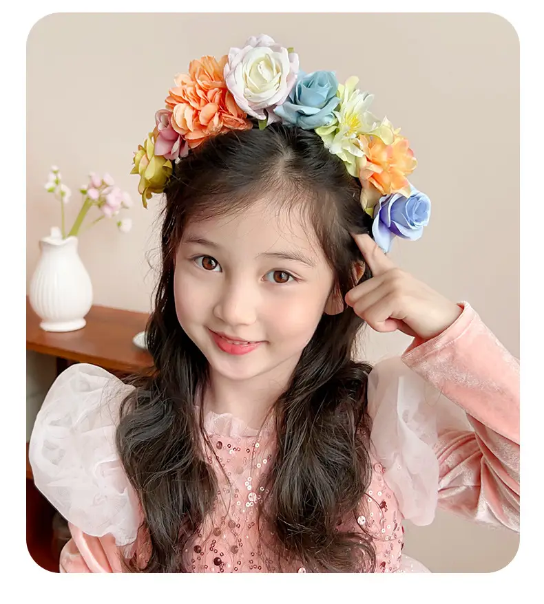 Artificial Flower Hairband for Girls Pink White Purple — feature 2