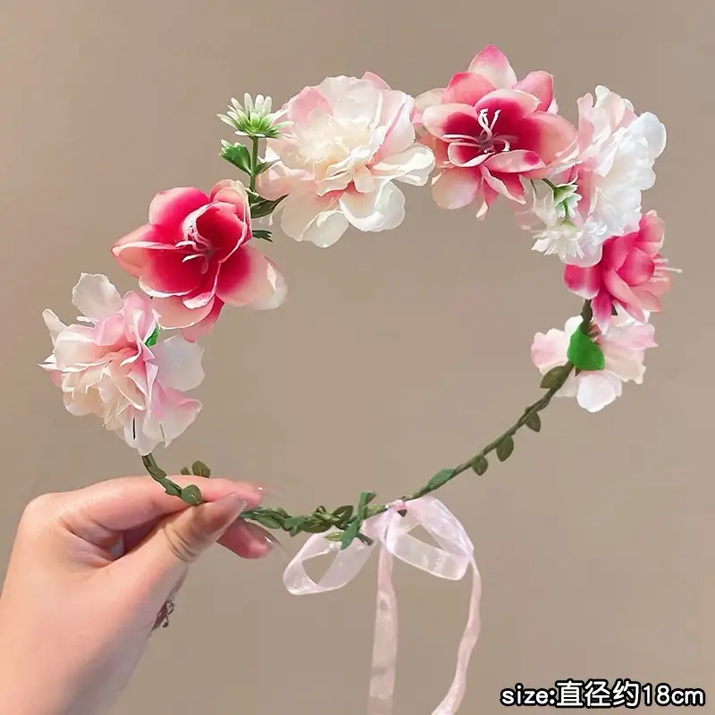 Artificial Flower Hairband for Girls Pink White Purple