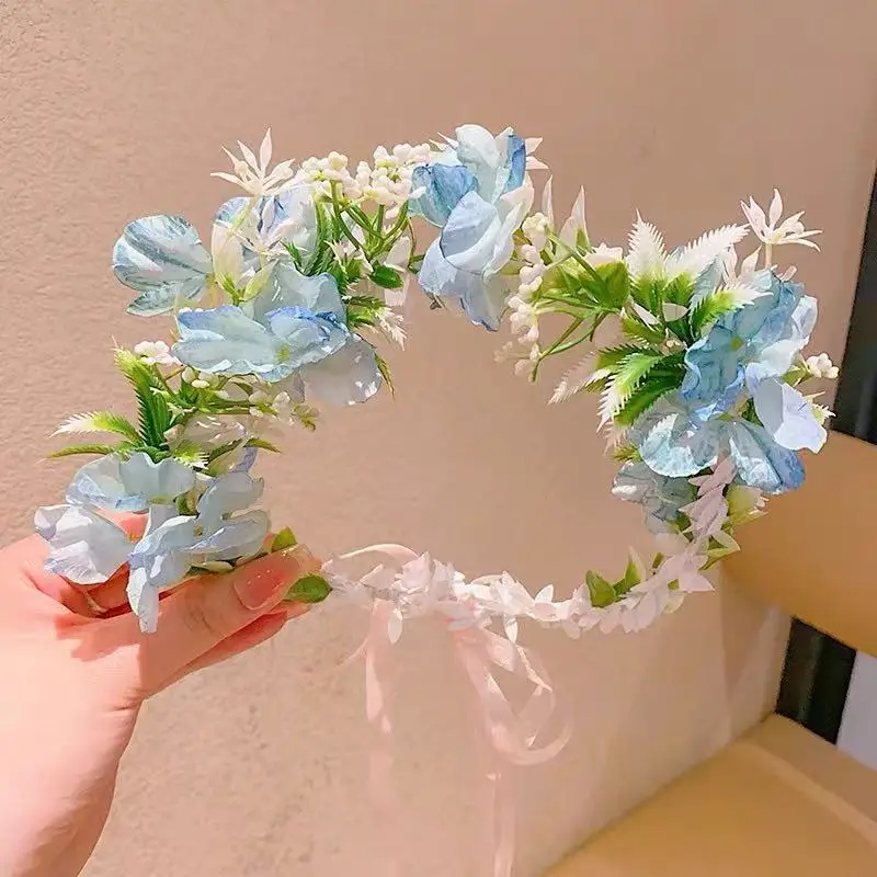 Artificial Flower Hairband for Girls Pink White Purple