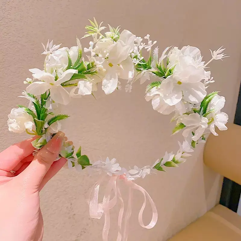 Artificial Flower Hairband for Girls Pink White Purple