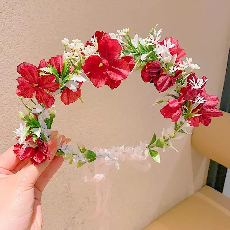 Artificial Flower Hairband for Girls Pink White Purple