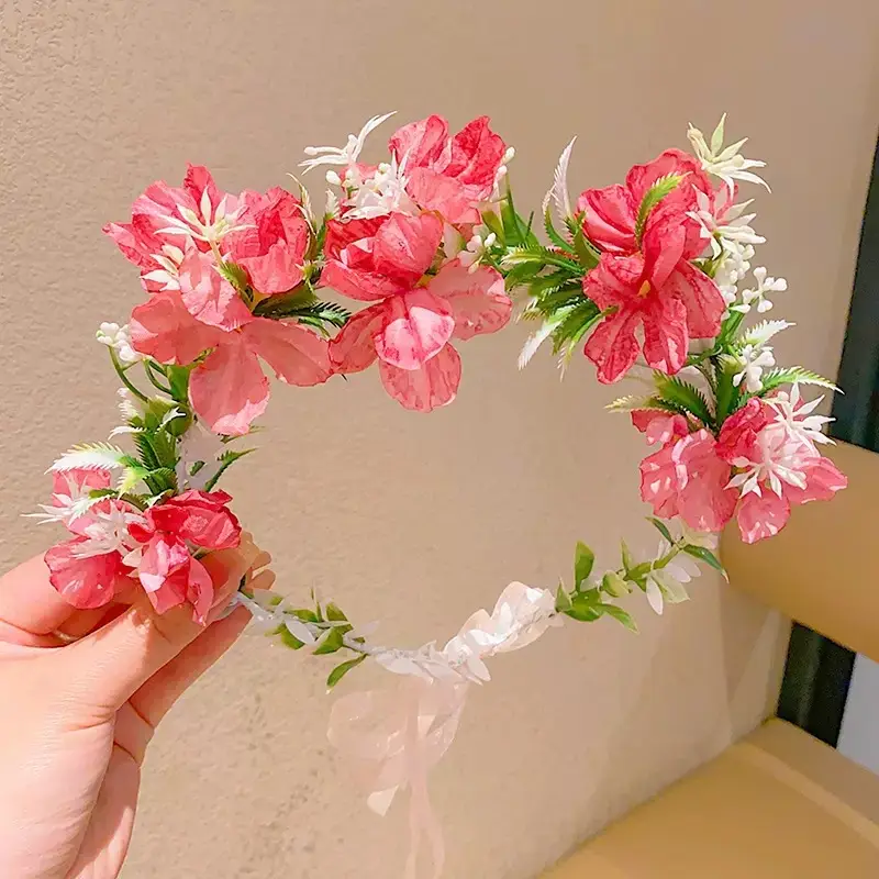 Artificial Flower Hairband for Girls Pink White Purple