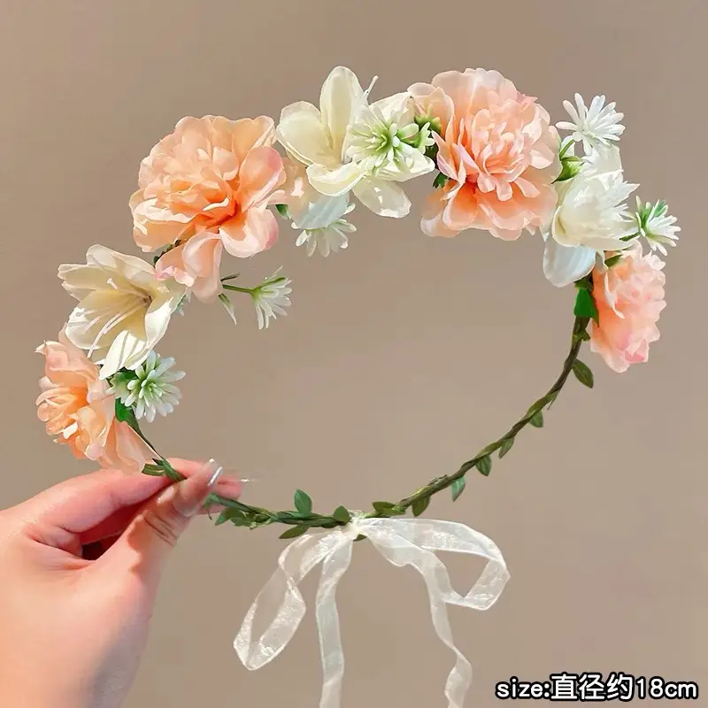 Artificial Flower Hairband for Girls Pink White Purple