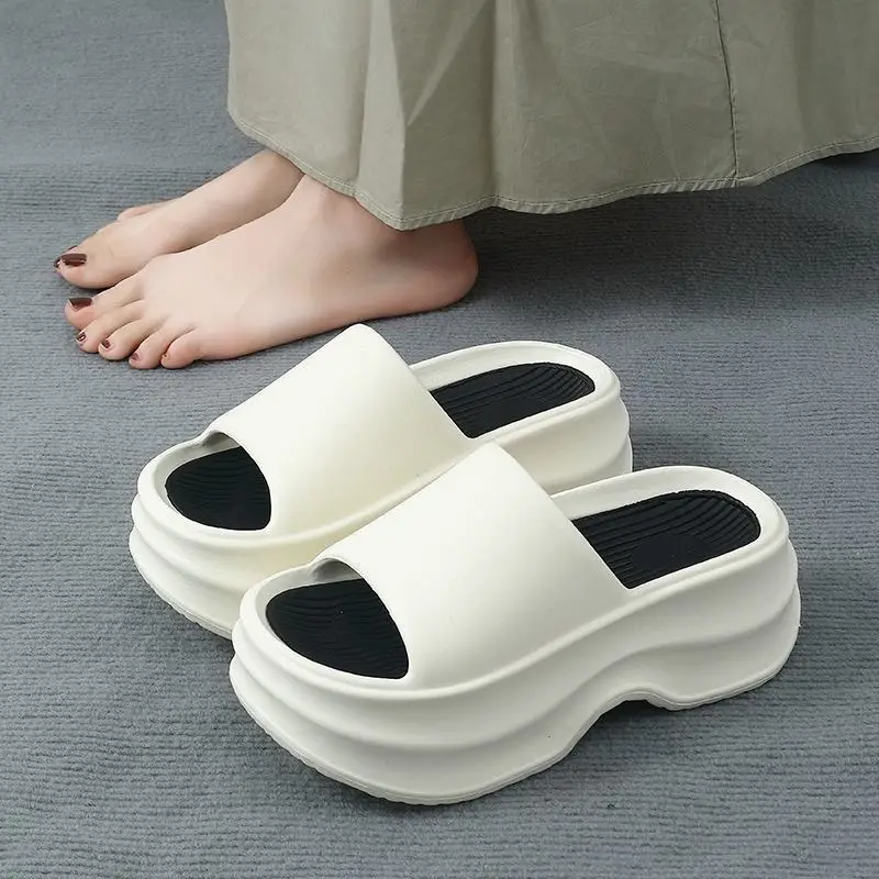 2024 New High Heel Thick Bottom Shit Feeling Slippers Women's Outdoor Wear Fashionable Summer Wedge Slippers Cross-border Trendy - Image 6