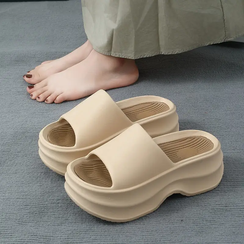 2024 New High Heel Thick Bottom Shit Feeling Slippers Women's Outdoor Wear Fashionable Summer Wedge Slippers Cross-border Trendy - Image 8
